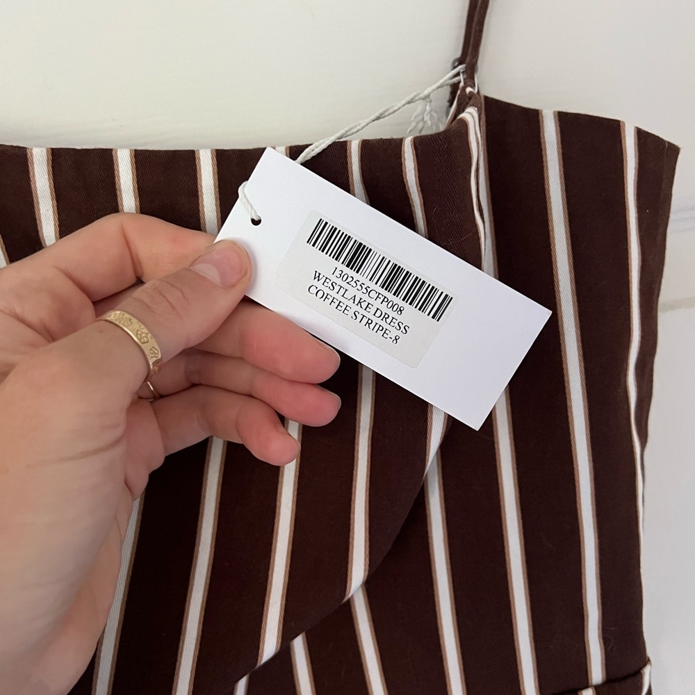 Brown and White Striped Dress